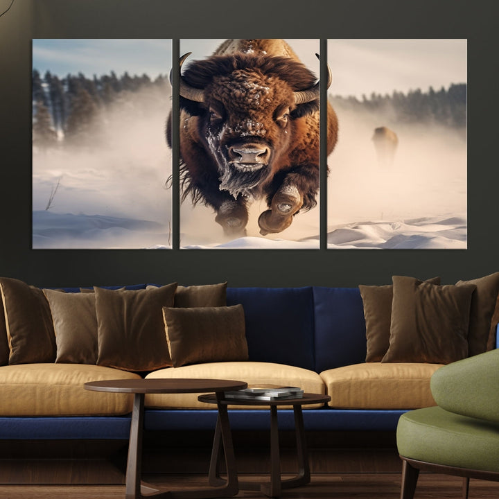 Bison Print Canvas Wall Art Wildlife Photography Printed Art