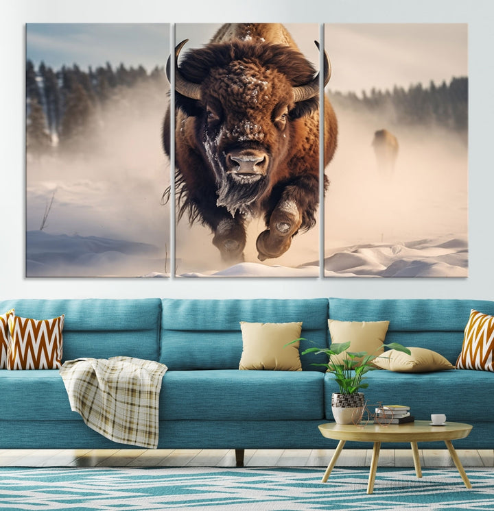 Bison Print Canvas Wall Art Wildlife Photography Printed Art