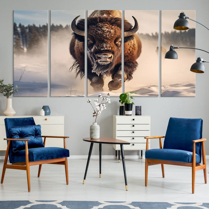 Bison Print Canvas Wall Art Wildlife Photography Printed Art