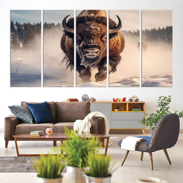 Bison Print Canvas Wall Art Wildlife Photography Printed Art