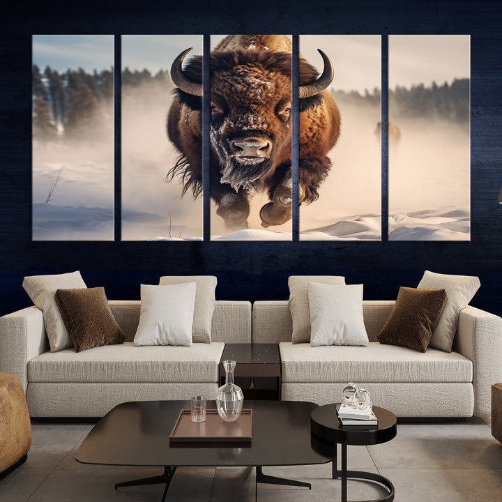 Bison Print Canvas Wall Art Wildlife Photography Printed Art