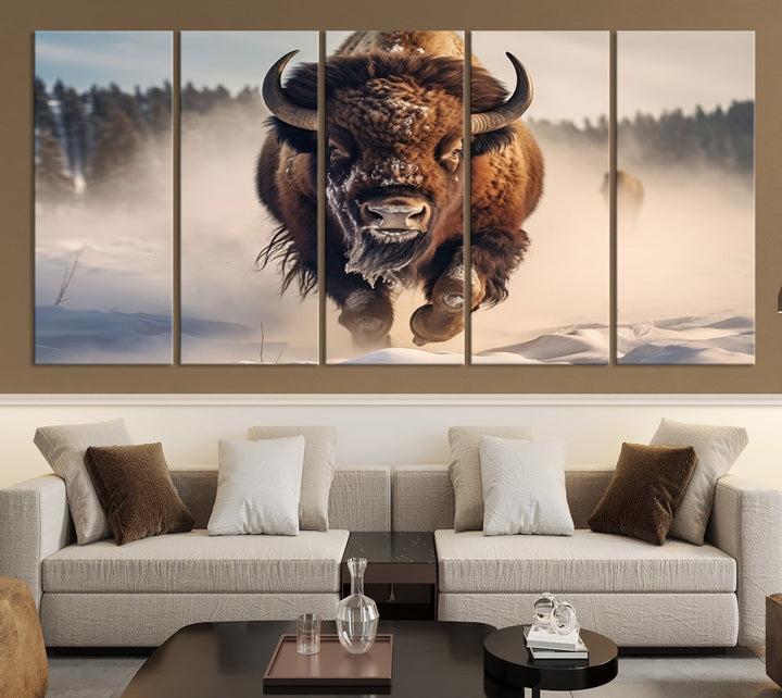 Bison Print Canvas Wall Art Wildlife Photography Printed Art