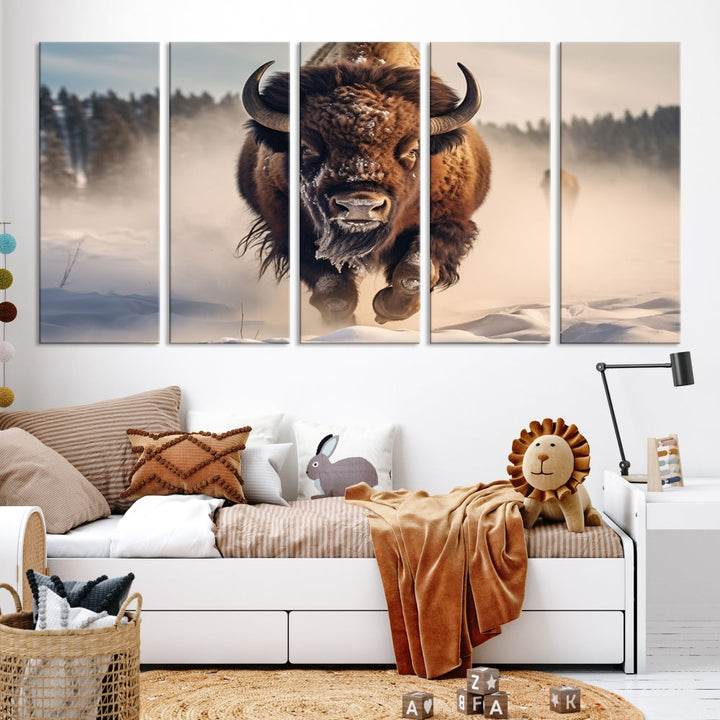 Bison Print Canvas Wall Art Wildlife Photography Printed Art