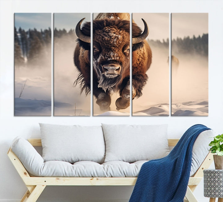 Bison Print Canvas Wall Art Wildlife Photography Printed Art