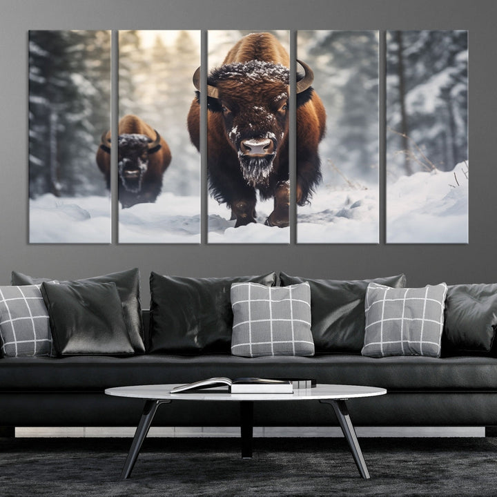 Bison Printed Canvas Wall Art Wildlife Alaska Art Framed Wall Decor