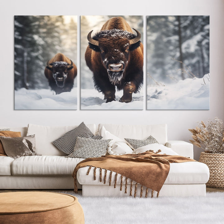 Bison Printed Canvas Wall Art Wildlife Alaska Art Framed Wall Decor