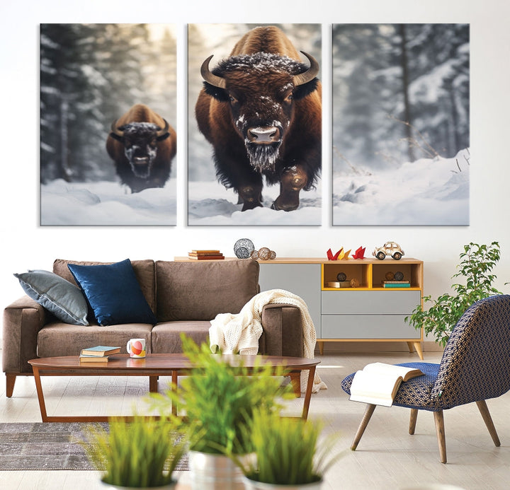 Bison Printed Canvas Wall Art Wildlife Alaska Art Framed Wall Decor