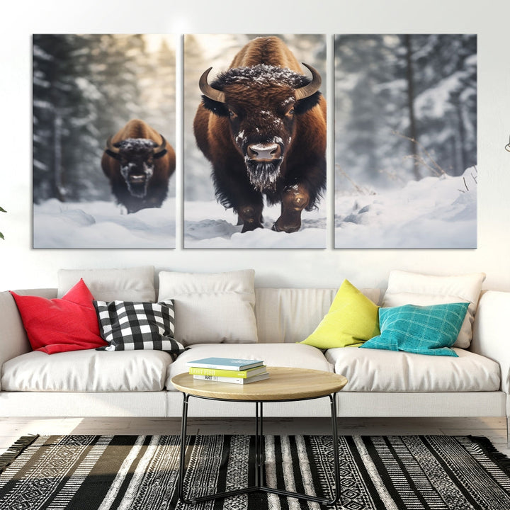 Bison Printed Canvas Wall Art Wildlife Alaska Art Framed Wall Decor