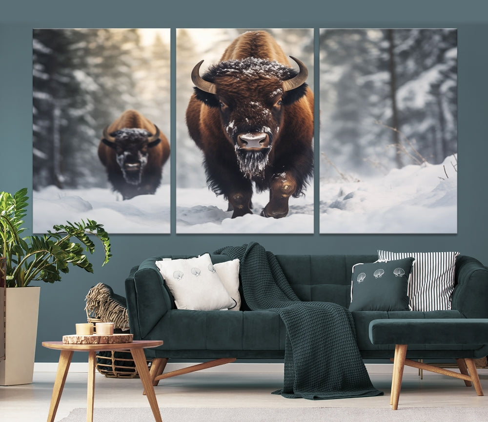 Bison Printed Canvas Wall Art Wildlife Alaska Art Framed Wall Decor