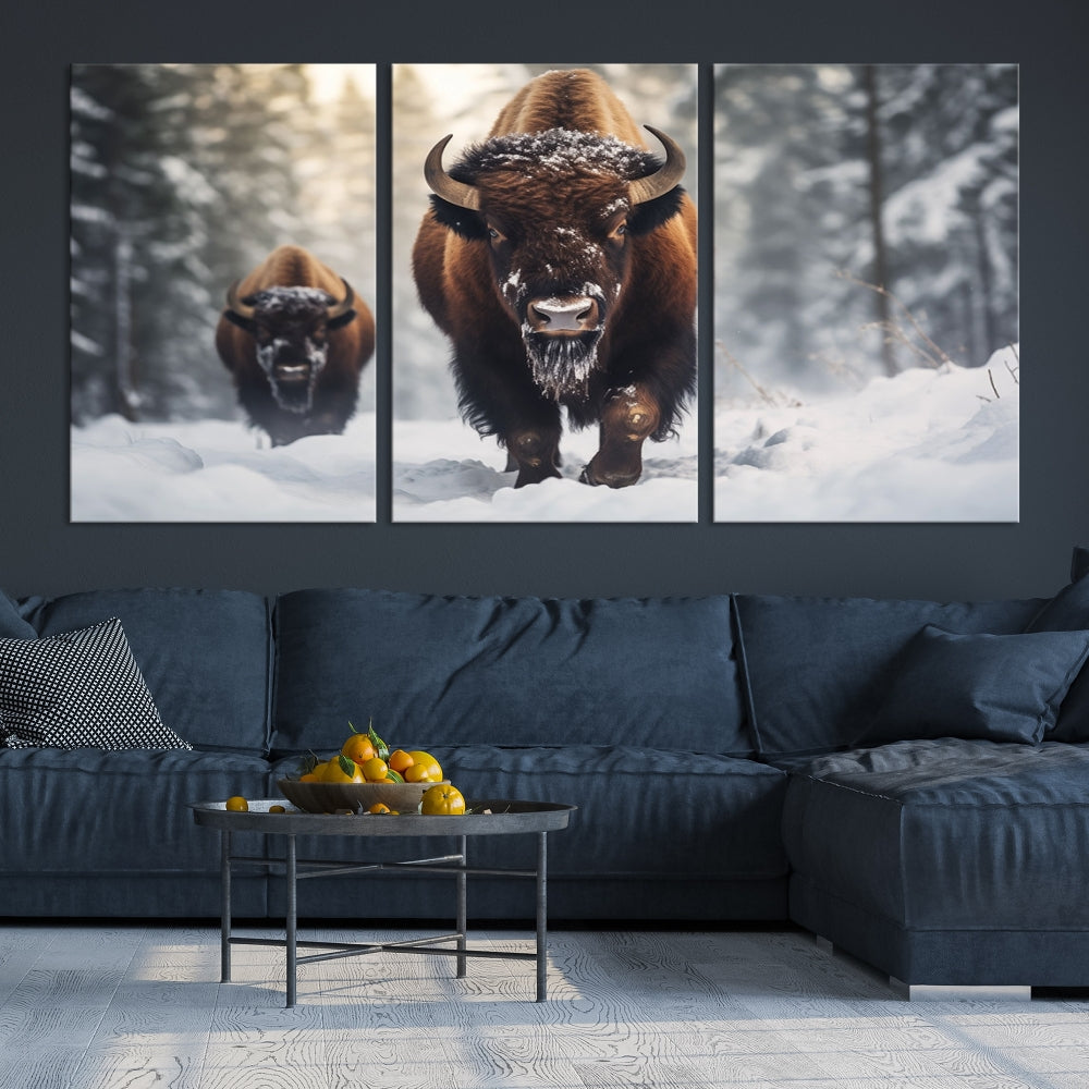 Bison Printed Canvas Wall Art Wildlife Alaska Art Framed Wall Decor