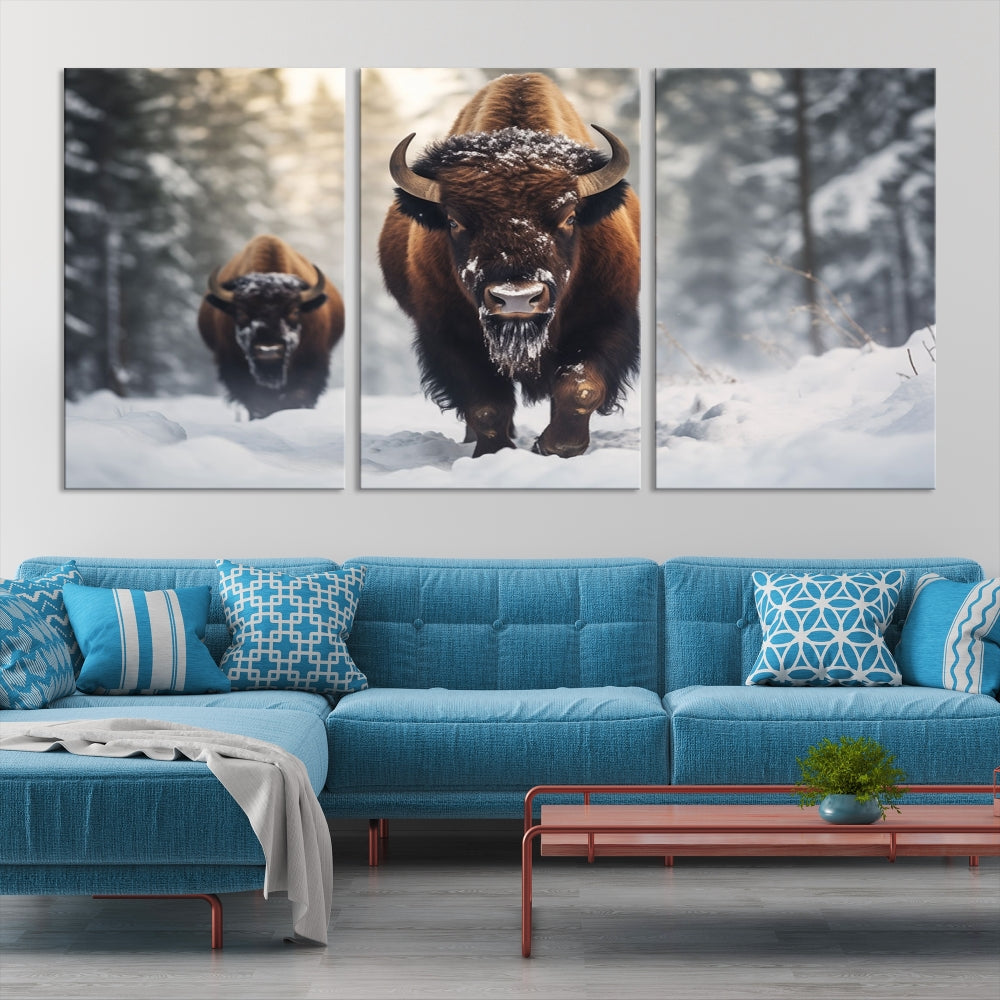 Bison Printed Canvas Wall Art Wildlife Alaska Art Framed Wall Decor