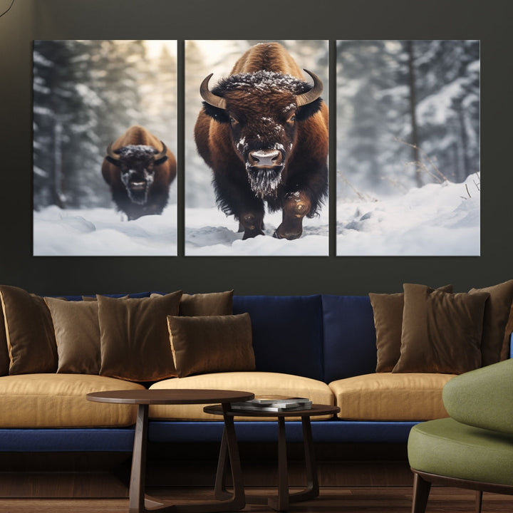 Bison Printed Canvas Wall Art Wildlife Alaska Art Framed Wall Decor