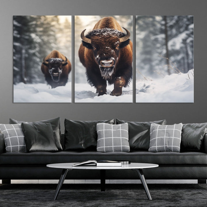 Bison Printed Canvas Wall Art Wildlife Alaska Art Framed Wall Decor