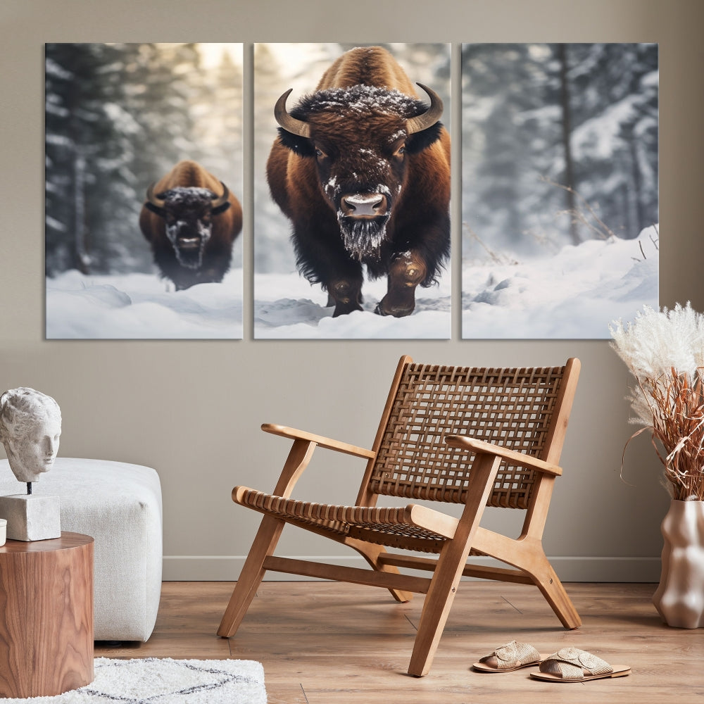 Bison Printed Canvas Wall Art Wildlife Alaska Art Framed Wall Decor