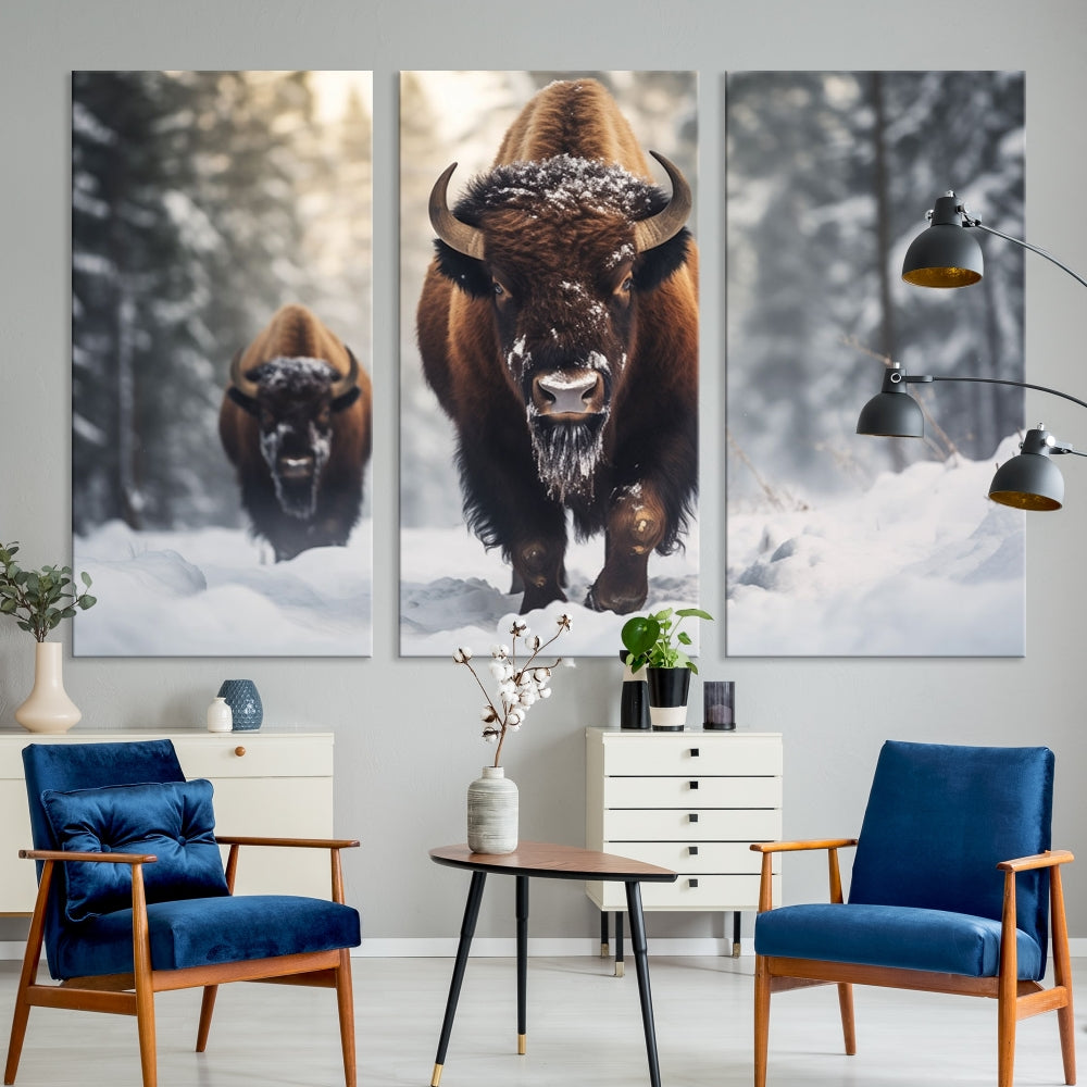 Bison Printed Canvas Wall Art Wildlife Alaska Art Framed Wall Decor