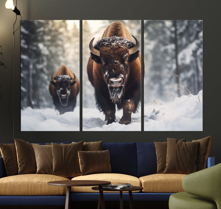 Bison Printed Canvas Wall Art Wildlife Alaska Art Framed Wall Decor