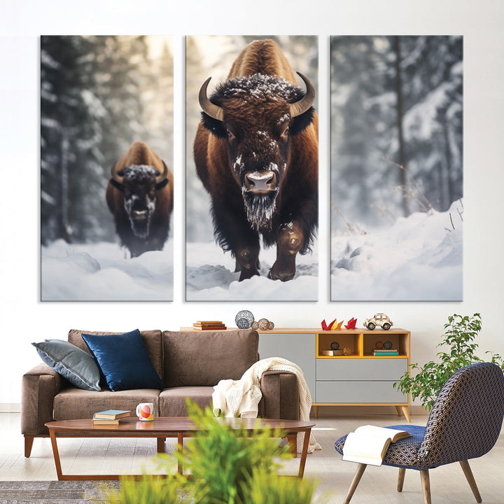 Bison Printed Canvas Wall Art Wildlife Alaska Art Framed Wall Decor