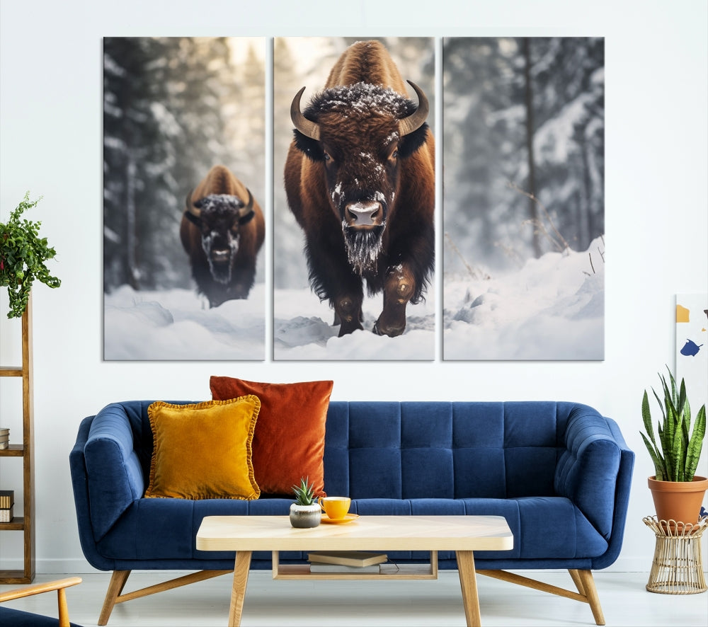 Bison Printed Canvas Wall Art Wildlife Alaska Art Framed Wall Decor