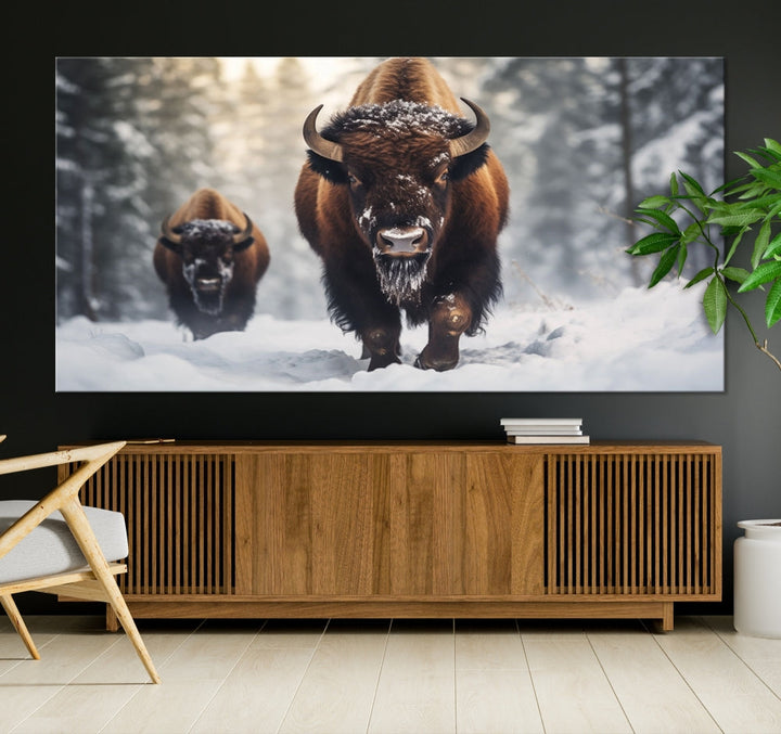 Bison Printed Canvas Wall Art Wildlife Alaska Art Framed Wall Decor