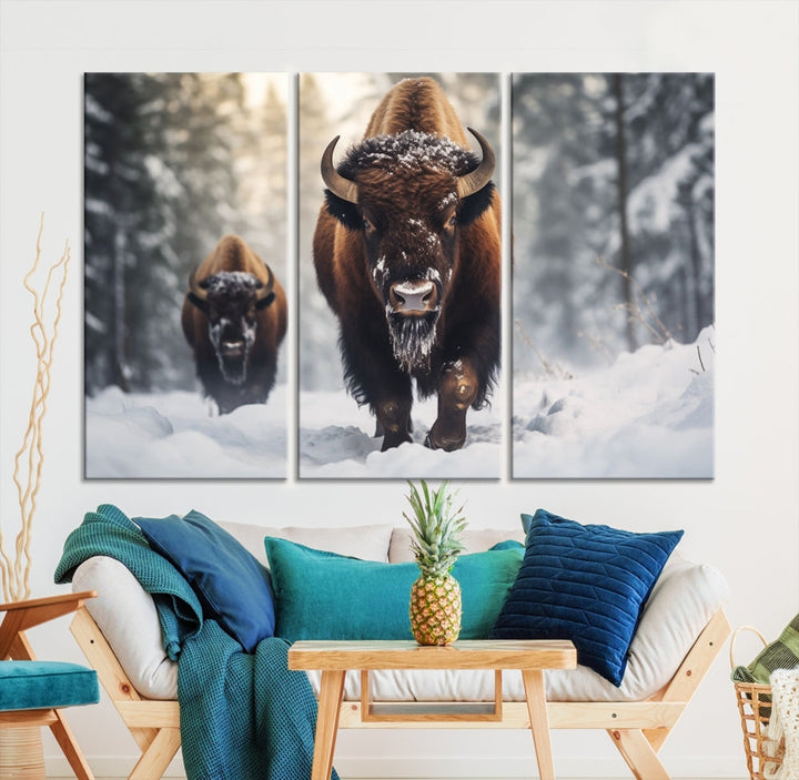 Bison Printed Canvas Wall Art Wildlife Alaska Art Framed Wall Decor