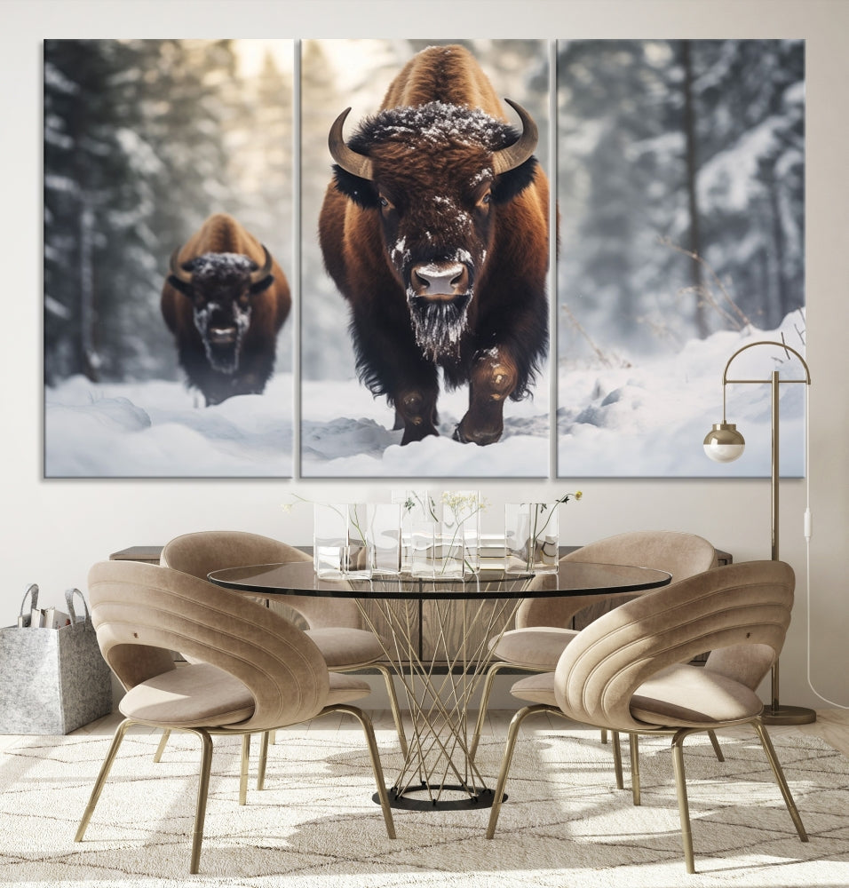 Bison Printed Canvas Wall Art Wildlife Alaska Art Framed Wall Decor