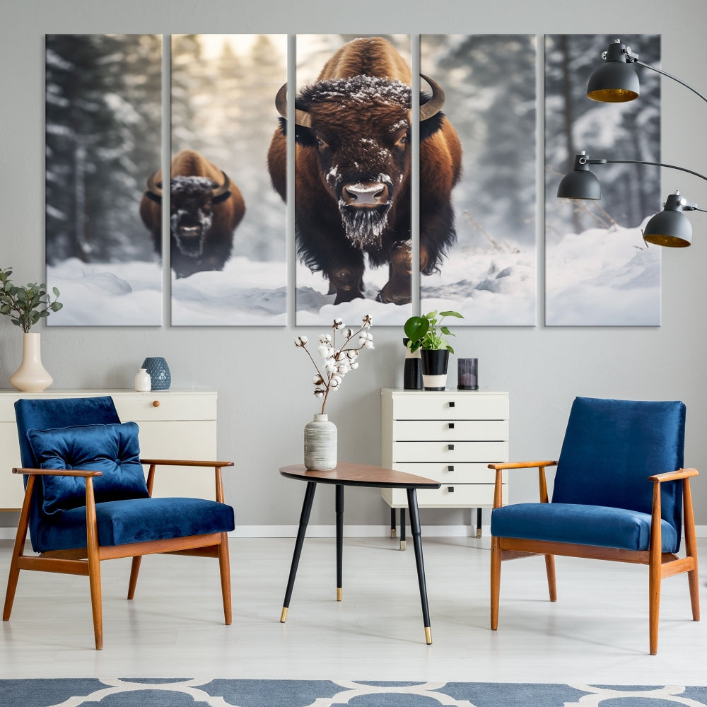 Bison Printed Canvas Wall Art Wildlife Alaska Art Framed Wall Decor