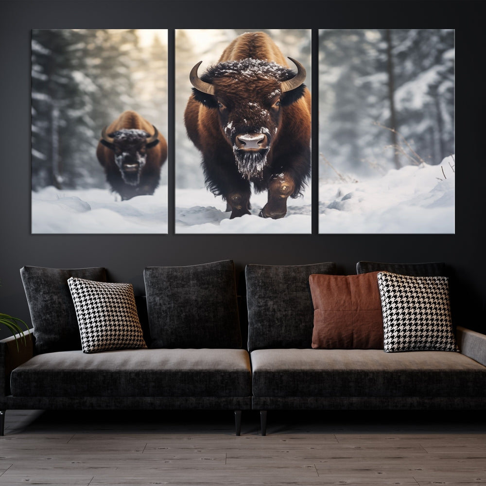 Bison Printed Canvas Wall Art Wildlife Alaska Art Framed Wall Decor