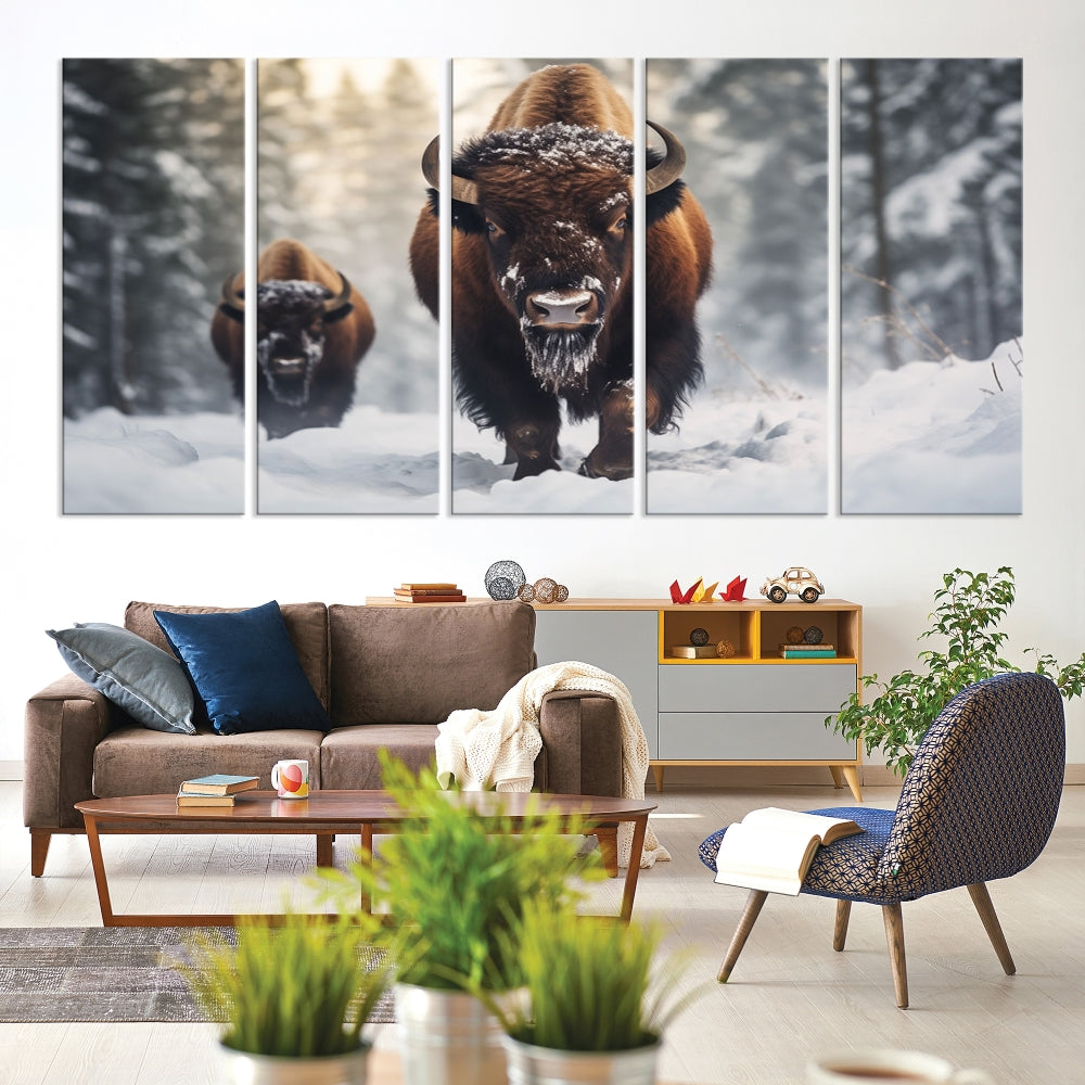 Bison Printed Canvas Wall Art Wildlife Alaska Art Framed Wall Decor