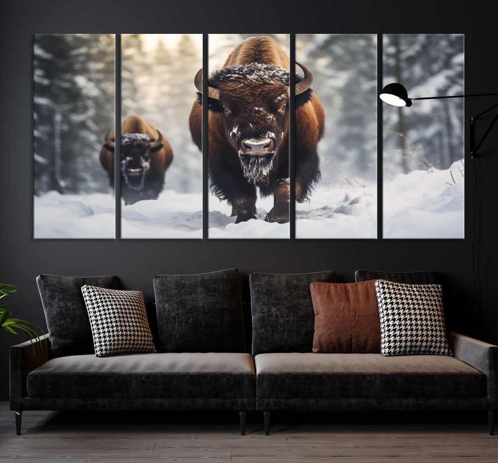 Bison Printed Canvas Wall Art Wildlife Alaska Art Framed Wall Decor