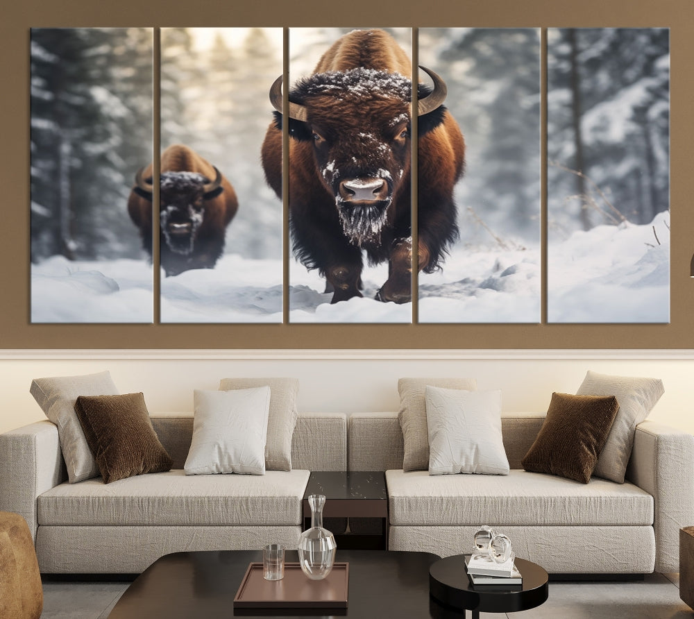 Bison Printed Canvas Wall Art Wildlife Alaska Art Framed Wall Decor