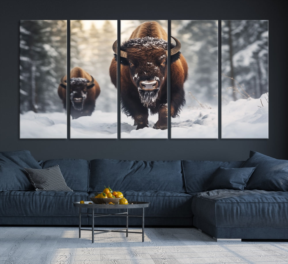 Bison Printed Canvas Wall Art Wildlife Alaska Art Framed Wall Decor