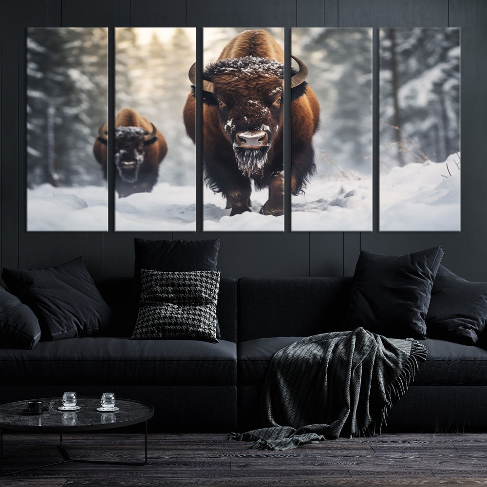 Bison Printed Canvas Wall Art Wildlife Alaska Art Framed Wall Decor