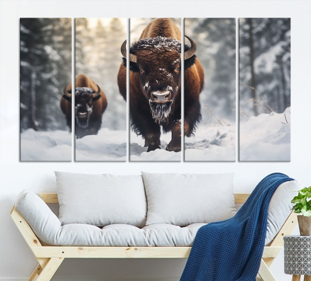 Bison Printed Canvas Wall Art Wildlife Alaska Art Framed Wall Decor