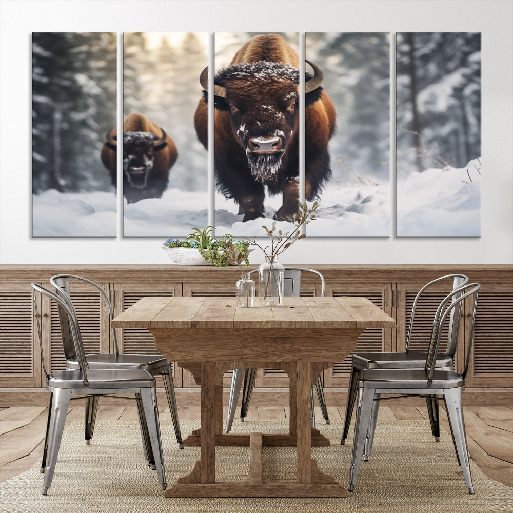 Bison Printed Canvas Wall Art Wildlife Alaska Art Framed Wall Decor