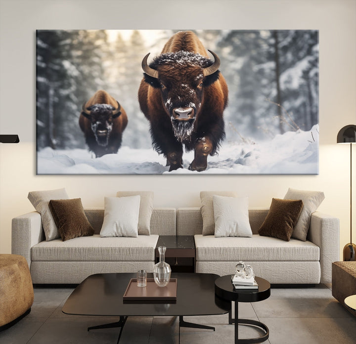 Bison Printed Canvas Wall Art Wildlife Alaska Art Framed Wall Decor