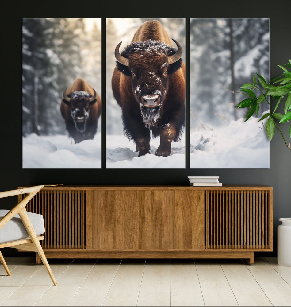 Bison Printed Canvas Wall Art Wildlife Alaska Art Framed Wall Decor