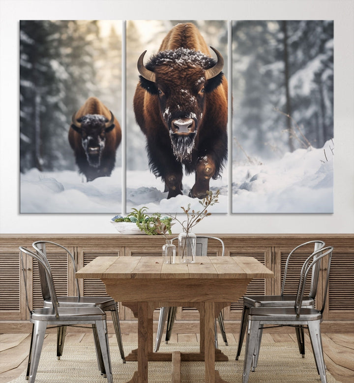 Bison Printed Canvas Wall Art Wildlife Alaska Art Framed Wall Decor