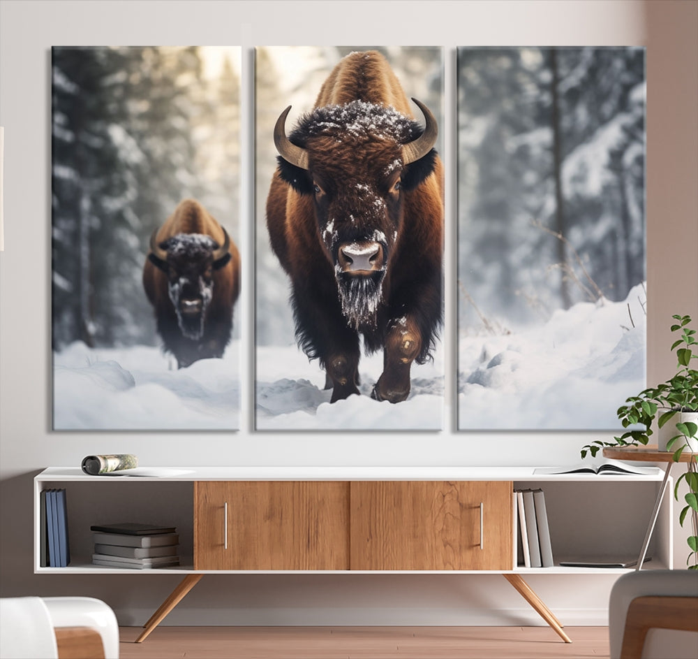 Bison Printed Canvas Wall Art Wildlife Alaska Art Framed Wall Decor