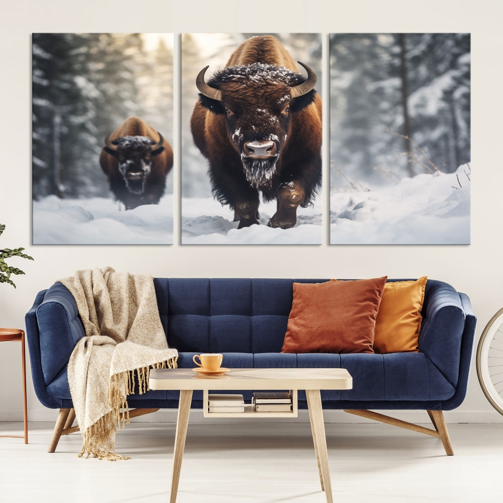 Bison Printed Canvas Wall Art Wildlife Alaska Art Framed Wall Decor