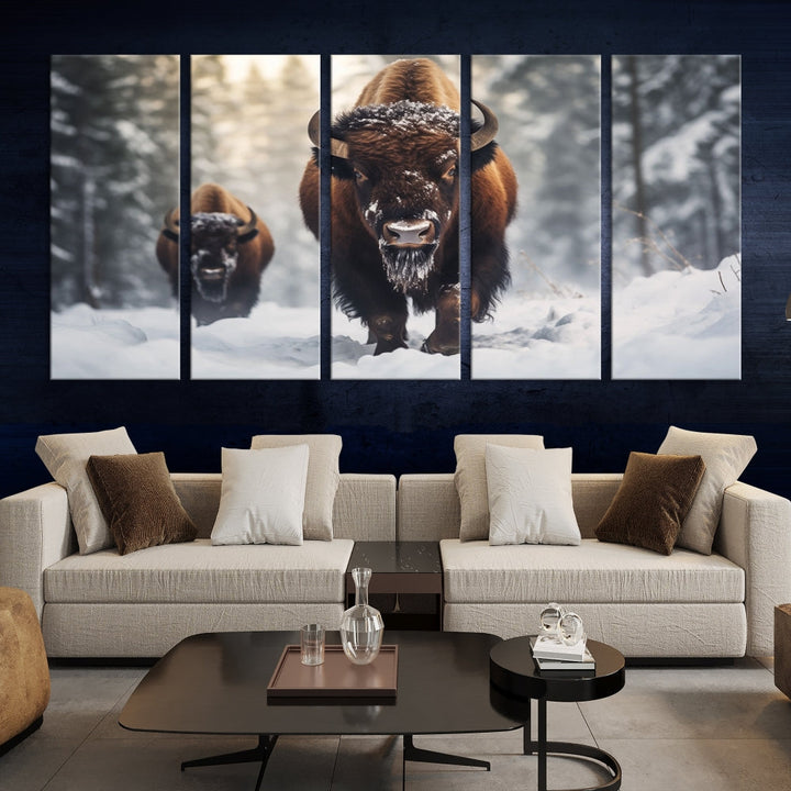 Bison Printed Canvas Wall Art Wildlife Alaska Art Framed Wall Decor