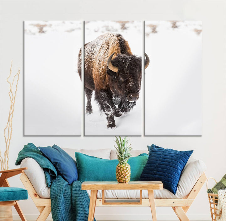 Bison Wall Art Canvas Print Winter