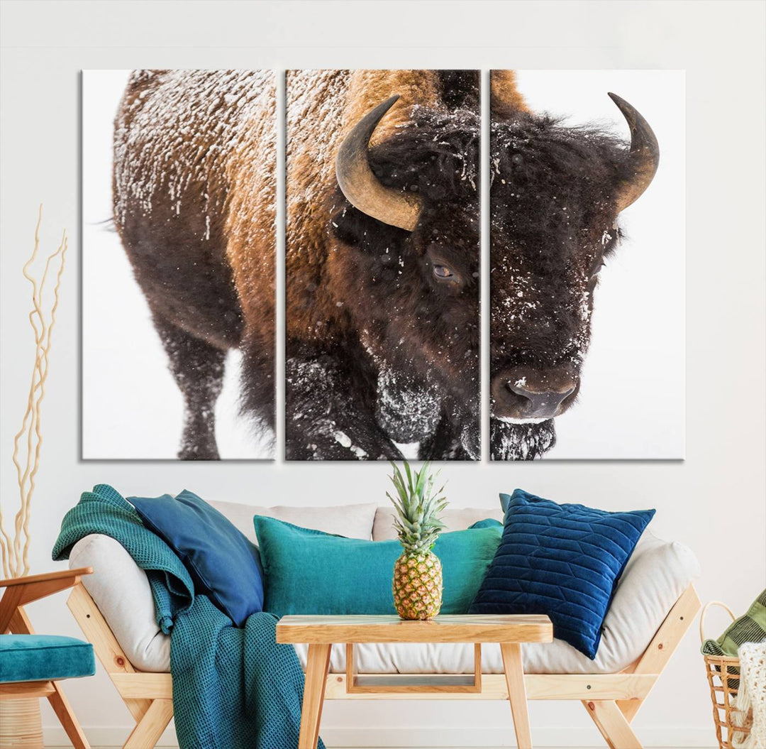 Bison Wall Art Canvas Print Winter