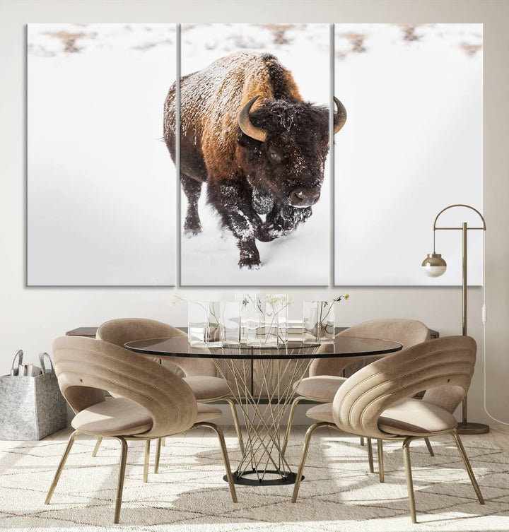 Bison Wall Art Canvas Print Winter