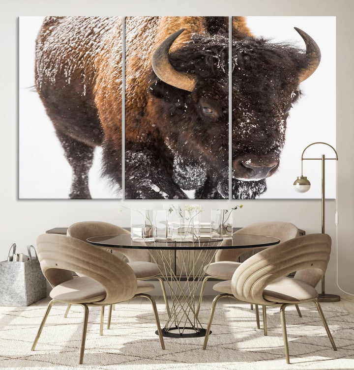 Bison Wall Art Canvas Print Winter