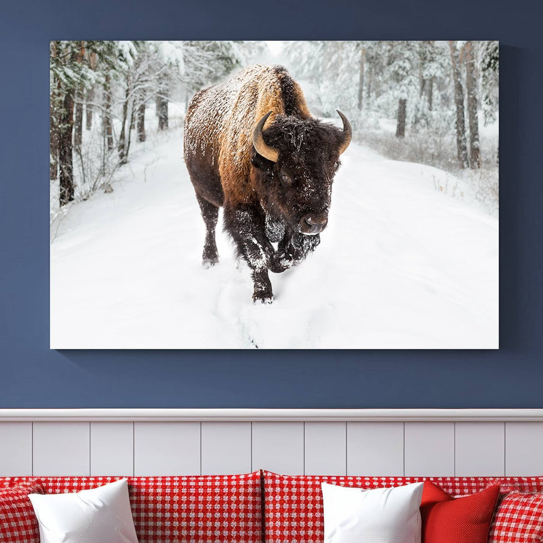 Bison Wall Art Canvas Print Winter