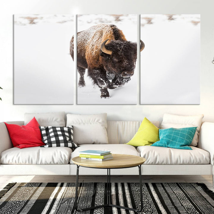 Bison Wall Art Canvas Print Winter