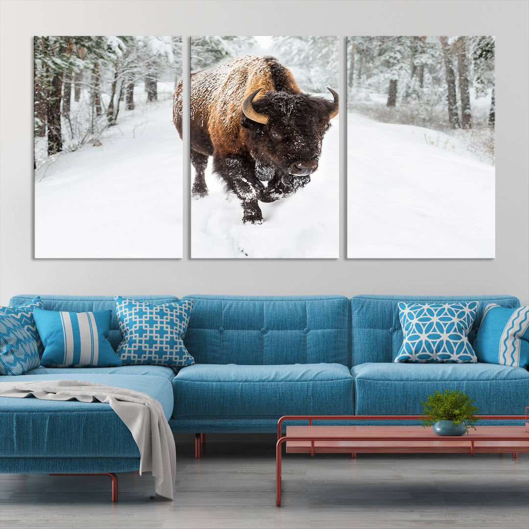 Bison Wall Art Canvas Print Winter