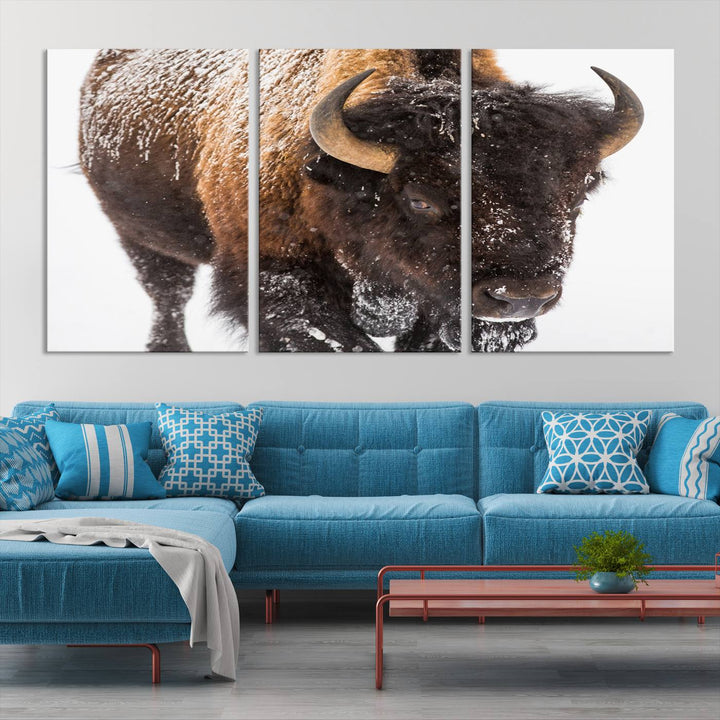 Bison Wall Art Canvas Print Winter