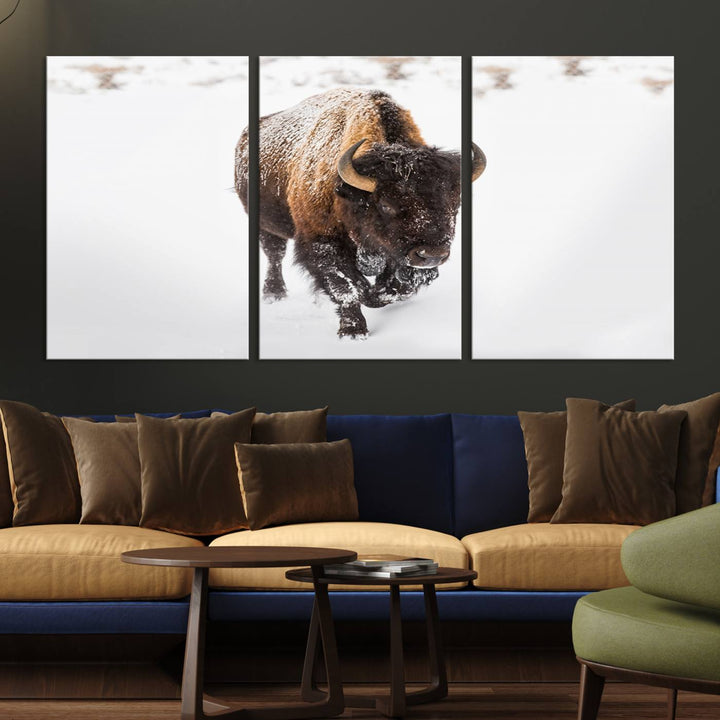 Bison Wall Art Canvas Print Winter