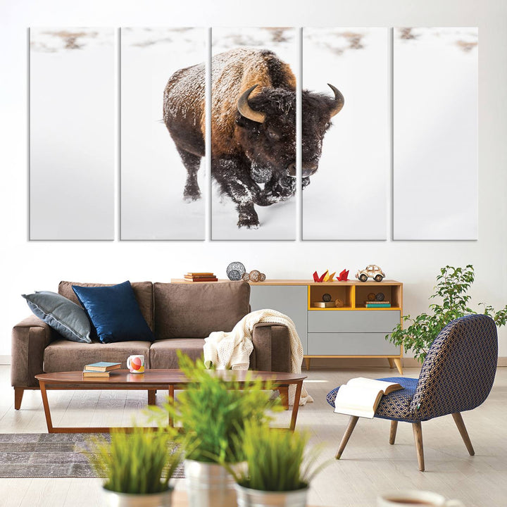 Bison Wall Art Canvas Print Winter